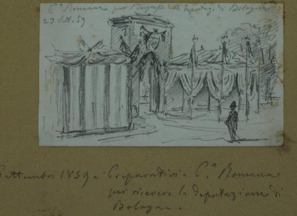 Porta Romana a Milano addobbata per l'ingresso della deputazione di Bologna il 23 settembre 1859