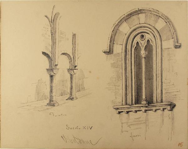 Dettagli dell'interno e dell'esterno dell'abbazia di Viboldone a San Giulano Milanese