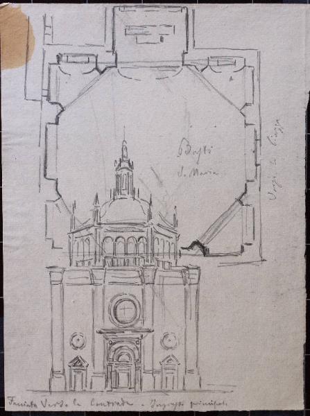 Prospetto e planimetria del Santuario di S. Maria di Piazza a Busto Arsizio