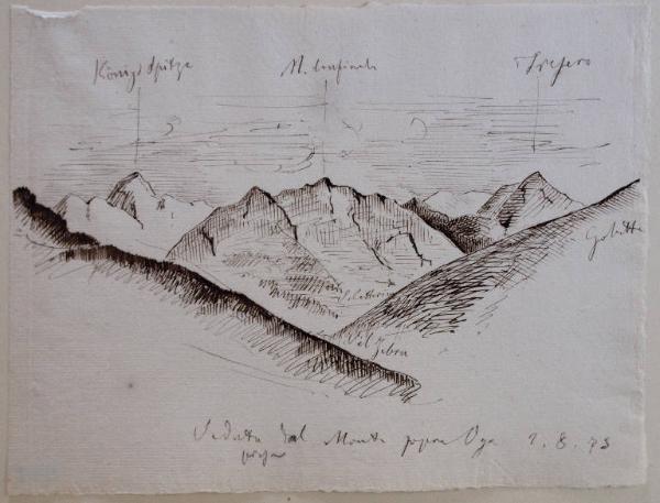 Veduta con i monti Confinale, Konig Spitze e Tresero