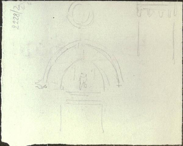 Schizzo con particolari della chiesa di San Giovanni Battista a Cascina Olona presso Settimo Milanese