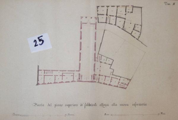 Pianta del piano superiore dei fabbricati attigui alla nuova infermeria