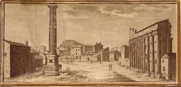 Veduta della Colonna di Marco Aurelio a Roma