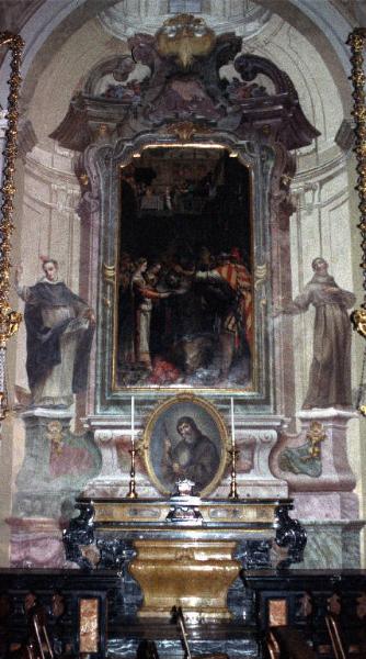 Quadratura architettonica con San Francesco d'Assisi e San Vincenzo Ferrer