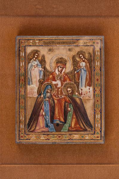 Madre di Dio Pecerskaja con i santi Antonio e Teodosio e due arcangeli