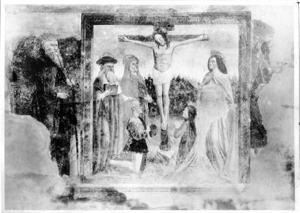Cristo crocefisso con San Gerolamo, Giovannina Porro, una santa monaca, San Giovanni e Ambrosino da Longhignana, Sant'Antonio abate, San Cristoforo