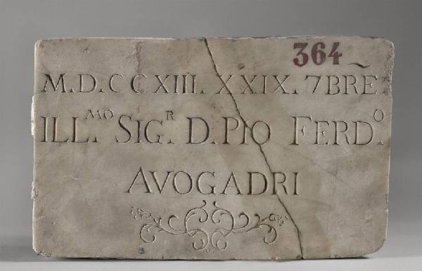 Lastra commemorativa di don Pio Ferdinando Avogadri