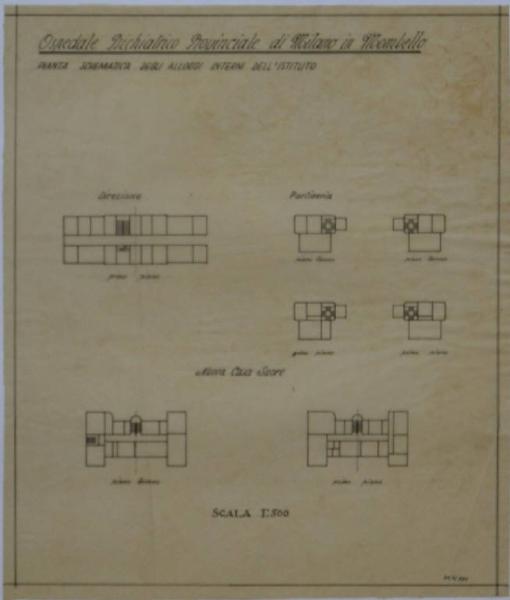 Pianta degli alloggi dell'Ospedale Psichiatrico Provinciale di Milano (Mombello)