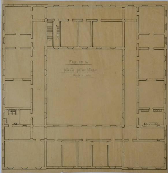 Pianta del fabbricato degli epilettici (n. 14) dell'Ospedale Psichiatrico Provinciale di Milano (Mombello)