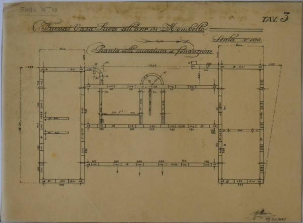 Pianta della casa delle suore (fabbricato n. 13) dell'Ospedale Psichiatrico Provinciale di Milano (Mombello)