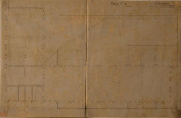 Pianta degli scarichi fogniari della lavanderia (fabbricato n. 31) dell'Ospedale Psichiatrico Provinciale di Milano (Mombello)