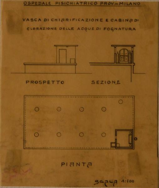 Progetto della vasca delle acque fognarie dell'Ospedale Psichiatrico Provinciale di Milano (Mombello)