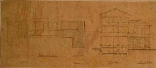 Pianta del corpo centrale (fabbricato n. 20) dell'Ospedale Psichiatrico Provinciale di Milano (Mombello)