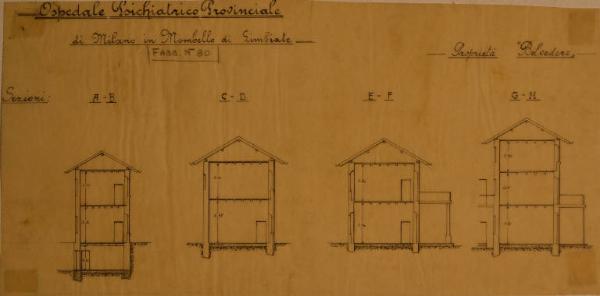 Sezioni del fabbricato n. 90 dell'Ospedale Psichiatrico Provinciale di Milano (Mombello)