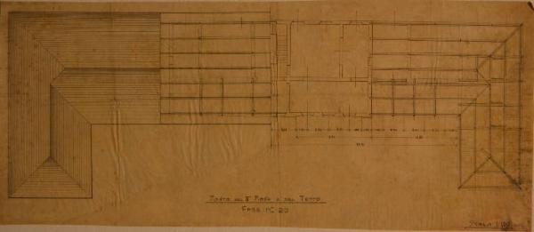 Pianta del corpo centrale (fabbricato n. 20) dell'Ospedale Psichiatrico Provinciale di Milano (Mombello)