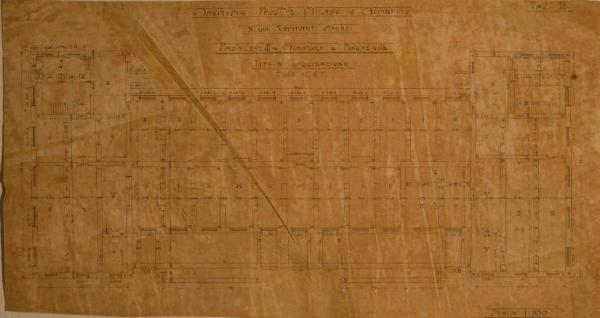 Pianta dei nuovi comparti aperti Padiglione III (fabbbricato n. 67) dell'Ospedale Psichiatrico Provinciale di Milano (Mombello)