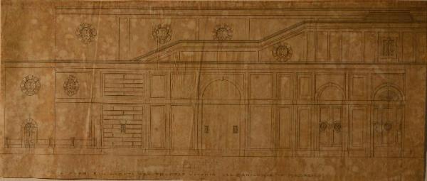 Prospetto di palazzo Pusterla Crivelli Arconati (fabbricato n. 9) dell'Ospedale Psichiatrico Provinciale di Milano (Mombello)