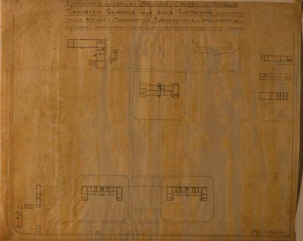 Planimetria delle nuove costruzioni dell'Ospedale Psichiatrico Provinciale di Milano (Mombello)