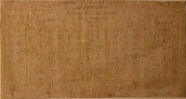 Pianta dei nuovi comparti aperti Padiglione III (fabbbricato n. 67) dell'Ospedale Psichiatrico Provinciale di Milano (Mombello)