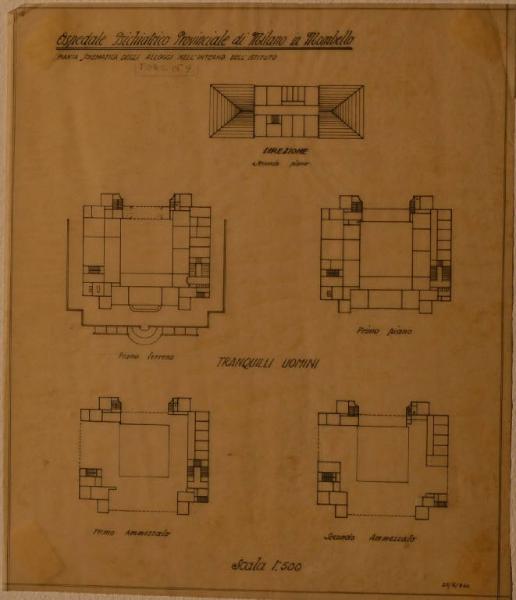 Pianta di Palazzo Pusterla Crivelli Arconati (fabbricato n. 9) dell'Ospedale Psichiatrico Provinciale di Milano (Mombello)