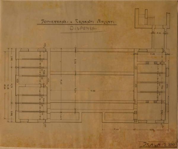Pianta della dispensa dell'Ospedale Psichiatrico Provinciale di Milano (Mombello)