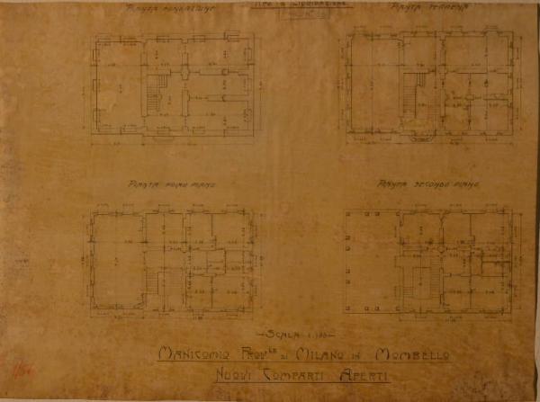 Pianta dei nuovi comparti aperti (fabbricato n. 66) dell'Ospedale Psichiatrico Provinciale di Milano (Mombello)