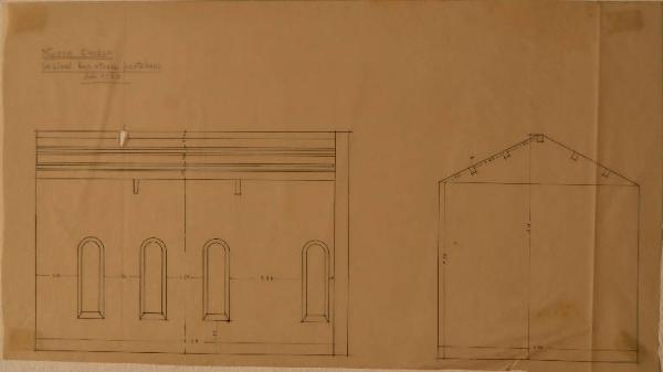 Sezione della nuova chiesa dell'Ospedale Psichiatrico Provinciale di Milano (Mombello)