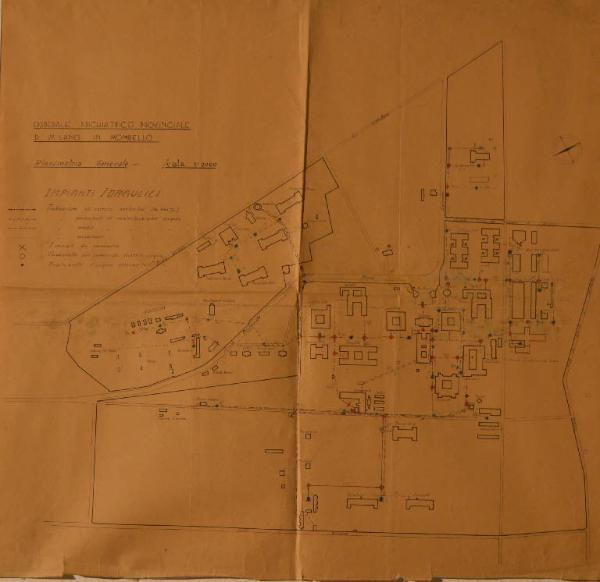 Planimetria dell'impianto idraulico dell'Ospedale Psichiatrico Provinciale di Milano (Mombello)