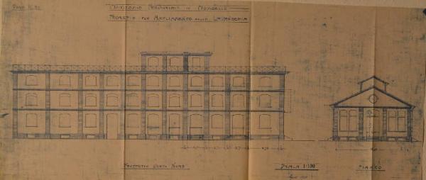 Prospetto della lavanderia (fabbricato n. 31) dell'Ospedale Psichiatrico Provinciale di Milano (Mombello)