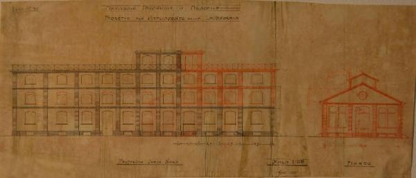 Prospetto della lavanderia (fabbricato n. 31) dell'Ospedale Psichiatrico Provinciale di Milano (Mombello)