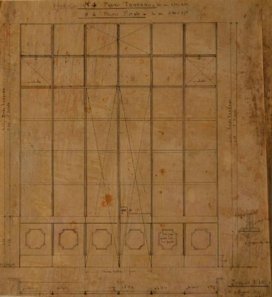 Prospetto delle porte del corpo centrale (fabbricato n. 20) dell'Ospedale Psichiatrico Provinciale di Milano (Mombello)