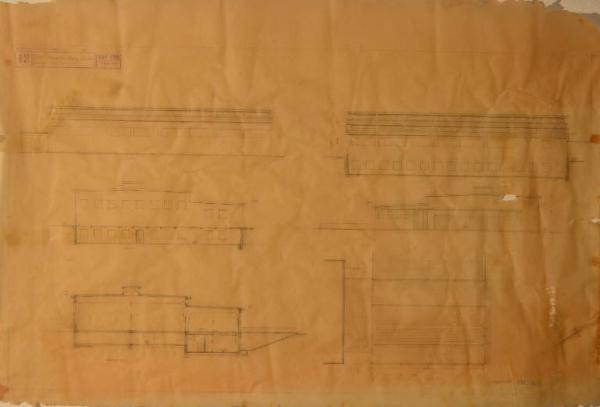 Prospetti e sezioni della cucina (fabbricato n. 25) dell'Ospedale Psichiatrico Provinciale di Milano (Mombello)