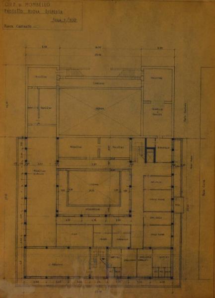 Pianta del cantinato della dispensa (fabbricato n. 25) dell'Ospedale Psichiatrico Provinciale di Milano (Mombello)