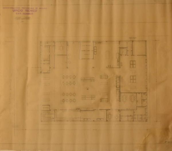 Pianta della cucina (fabbricato n. 25) dell'Ospedale Psichiatrico Provinciale di Milano (Mombello)