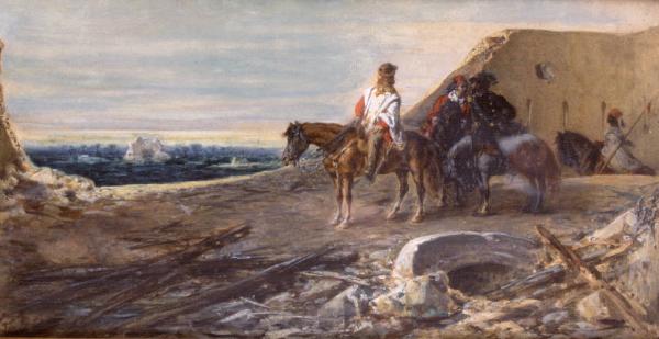 Garibaldi sul Gianicolo durante la difesa di Roma
