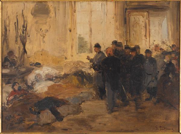 Giuseppe Garibaldi visita i feriti in casa Litta a Biumo Inferiore