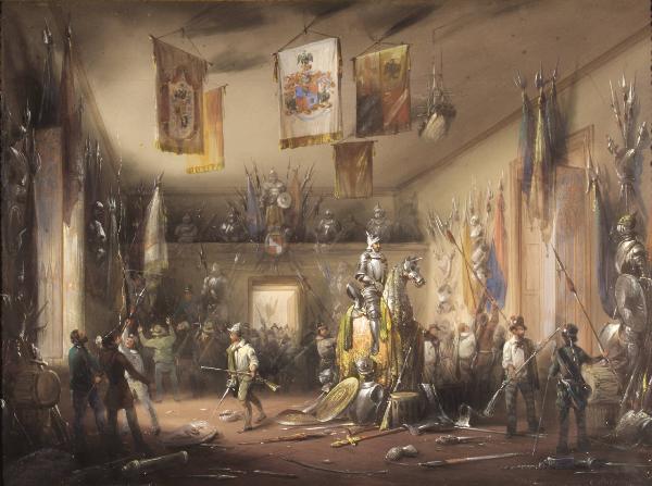 L'armeria del nobile Uboldo saccheggiata dagli insorti Milanesi, 19 marzo 1848