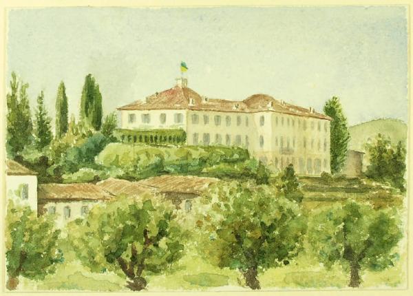Veduta di villa Greppi a Casatevecchio: prospetto sud-occidentale