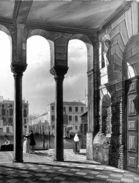 Veduta di Venezia da un palazzo con portico