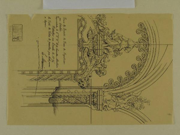 Disegno di porta per la Sala da pranzo del Palazzo della Quinta della Regaleira