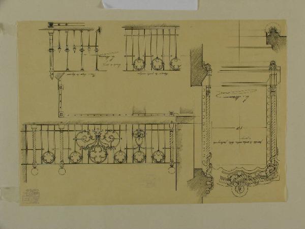 Studio di alzato SE, finestre del lato del giardino e studio per il cancello della casa del governante del Palazzo della Quinta della Regaleira