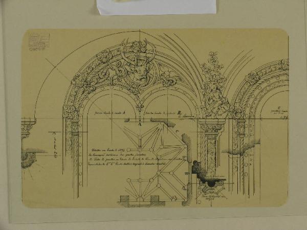 Studio di alzato SE, decorazione di 4 finestre all'interno della Sala della Caccia del Palazzo della Quinta della Regaleira