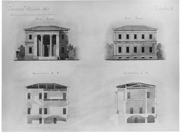 Progetto per edificio per decorare la barriera daziale di Milano a P.ta Vittoria