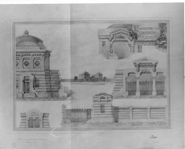 Progetto di cimitero secondario per la città di Milano su di un'area rettangolare di mq 70000