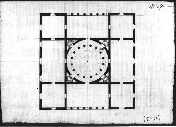 Progetto di una villa sul modello della Rotonda del Capra (pianta)