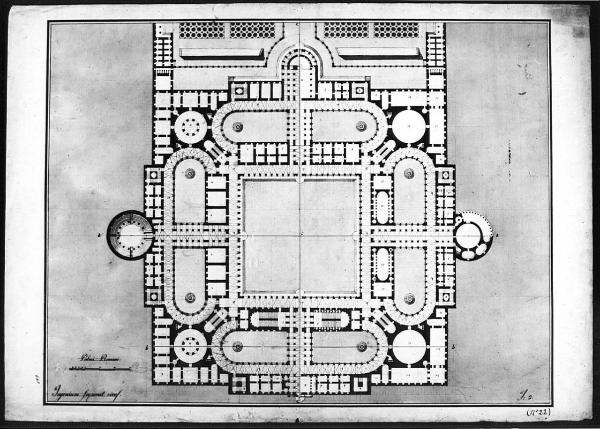 Un Palazzo Reale per una Città in pianura proporzionato alla dignità e al regolare servizio di una corte cospicua, ed all'alloggio contemporaneo di più d'una Testa Coronata. Lo stile dell'architettura sarà dei migliori tempi Greci e Romani