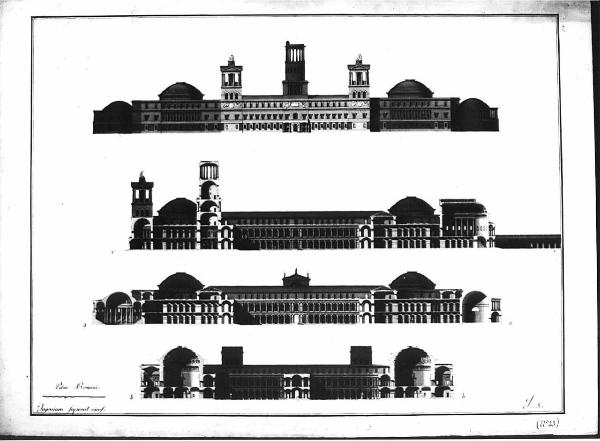 Un Palazzo Reale per una Città in pianura proporzionato alla dignità e al regolare servizio di una corte cospicua, ed all'alloggio contemporaneo di più d'una Testa Coronata. Lo stile dell'architettura sarà dei migliori tempi Greci e Romani