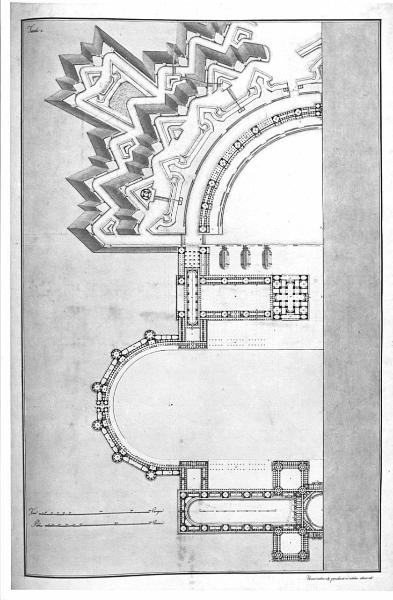 Un grande orfanotrofio militare. Oltre le abitazioni, gli uffizj, e tutto ciò che è necessario a un numeroso convitto, conterrà questo edifizio le scuole d'arti, e mestieri, che hanno relazione alla milizia, e varie grandi officine per manifatture...