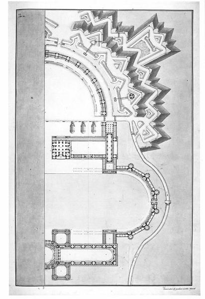 Un grande orfanotrofio militare. Oltre le abitazioni, gli uffizj, e tutto ciò che è necessario a un numeroso convitto, conterrà questo edifizio le scuole d'arti, e mestieri, che hanno relazione alla milizia, e varie grandi officine per manifatture...