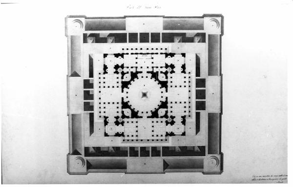 Un grandioso mausoleo di greca architettura da collocarsi isolato in una vasta pianura